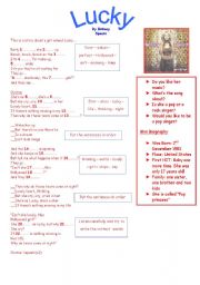 English worksheet: lucky - song