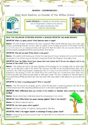 READING COMPREHENSION - A GREEN SCHOOL - Two pages