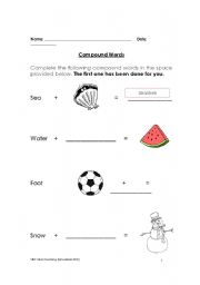 English worksheet: Compound Words Exercise