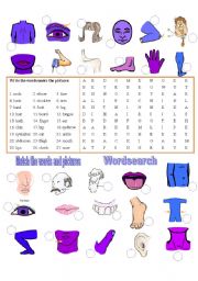 Body Parts  - Match & Wordsearch