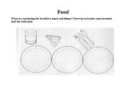 English worksheet: What are you having for breakfast, lunch and dinner today?