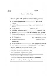 English worksheet: Test Paper