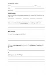 English worksheet: IND Reading