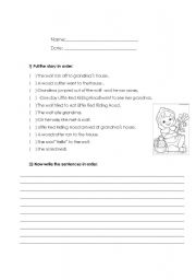 English worksheet: Little Red Hiding Hood