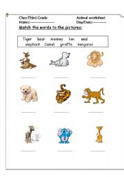 English worksheet: animals