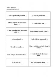 English Worksheet: Time Clauses - finish the sentences for you