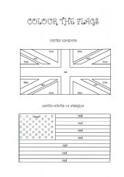 English Worksheet: Colour the flags (UK and USA)