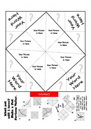 English Worksheet: Blank editable Fortune Teller