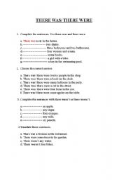 English Worksheet: THERE WAS & THERE WERE EXERCISES