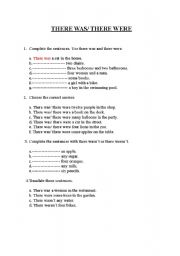 English worksheet: THERE WAS & THERE WERE EXERCISES