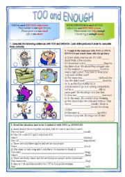 English Worksheet: Too and Enough