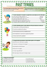 English Worksheet: Past Tenses