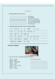 English worksheet: At the restaurant - Questions practice