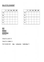 English worksheet: Battleship