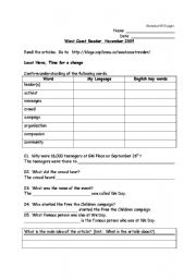 English worksheet: West Coast Reader November 2009