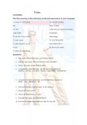 English worksheet: Twins (Film worksheet)