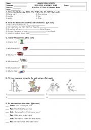 English worksheet: written exam at grade A2 students