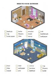 English Worksheet: Inside the house: bathroom (from inside de house series)