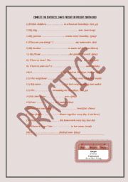 English worksheet: practice-simple present and present continuous
