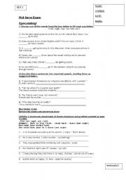 English Worksheet: past modal verbs