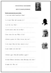English worksheet: Questions on Conan Doyles biography