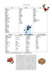 English worksheet: SPORTS