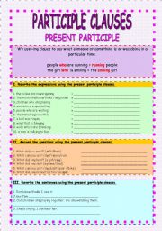 Participle clauses - present participle