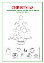 English Worksheet: SHAPES CHRISTMAS TREE