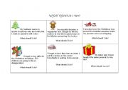 English Worksheet: What Should I Do? Question Cards Christmas Theme