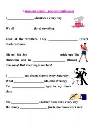 English Worksheet: Present simple - continuous