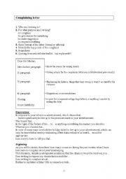 English Worksheet: Complaining letter writing