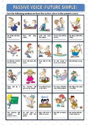 English Worksheet: PASSIVE VOICE - FUTURE SIMPLE