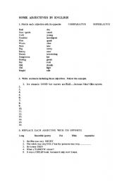 English worksheet: Some useful adjectives for comparison