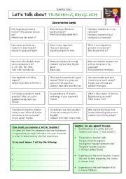 English Worksheet: Lets talk about TEACHING ENGLISH