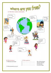 English Worksheet: where are you from
