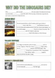 English Worksheet: why did the dinosaurs die?