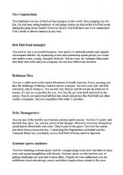 English Worksheet: Extreme Sports 4 Role play