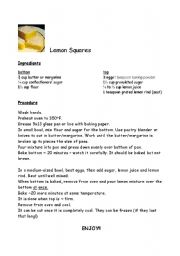 Lets Bake! Lemon Squares