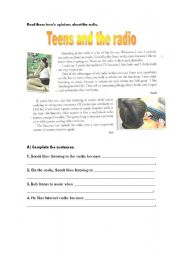 English Worksheet: Teens and the radio