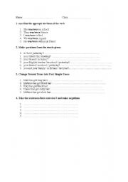 English worksheet: Past Simple exercises