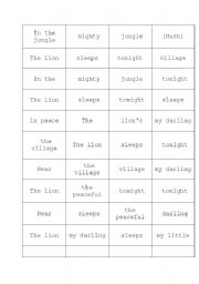 the lion sleeps tonight esl puzzle  &  lyrics