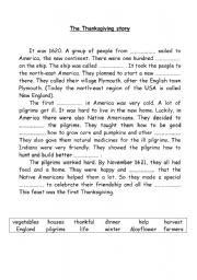 English Worksheet: Thanksgiving story (past simple)