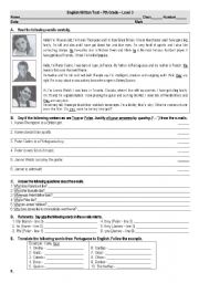 English Worksheet: Test abou Physical Discription