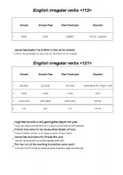 English Worksheet: Irregular verbs chart 3