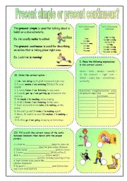 English Worksheet: present simple or present continuous?