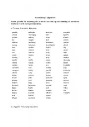 English worksheet: Personality Adjectives