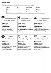 English Worksheet: Horoscope activity