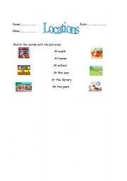 English worksheet: locations