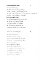 English worksheet: Reported speech - a very short test - two groups