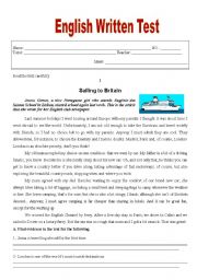 English Worksheet: Test travelling